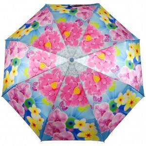 Голубой зонт с цветами Zicco, автомат, арт.2240-2